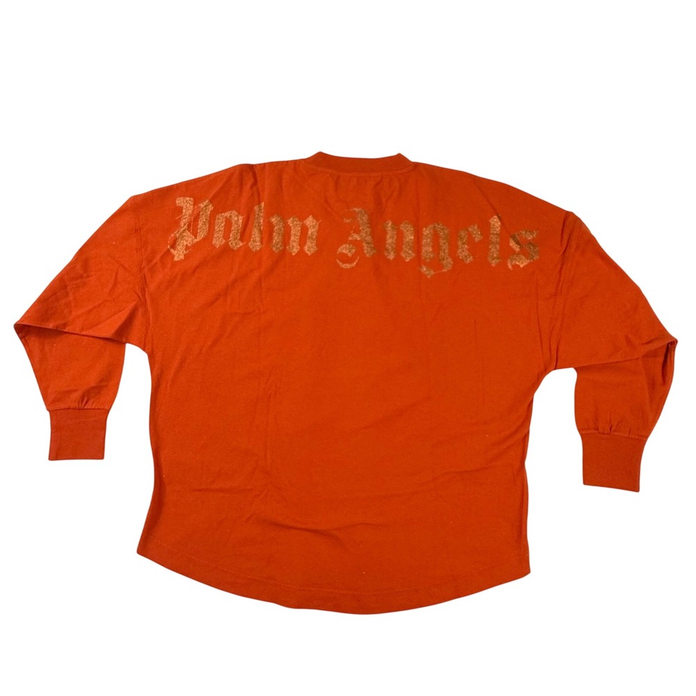 Palm Angels Orange Glitter Logo Long Sleeve T-Shirt XXL PMAB001F22JER002
